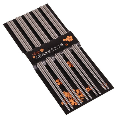 5 Pairs Japanese Chinese Chopsticks For Eating Food Sushi Sticks Reusable Alloy Korean Chopsticks Set Healthy Kitchen Tableware - DunbiBeauty, LLC