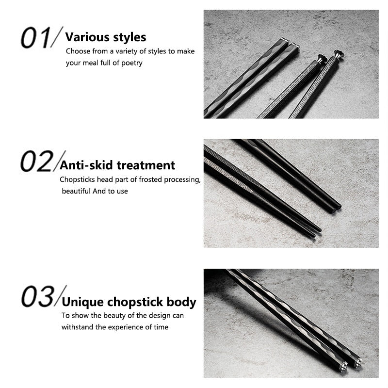 5 Pairs Japanese Chinese Chopsticks For Eating Food Sushi Sticks Reusable Alloy Korean Chopsticks Set Healthy Kitchen Tableware - DunbiBeauty, LLC