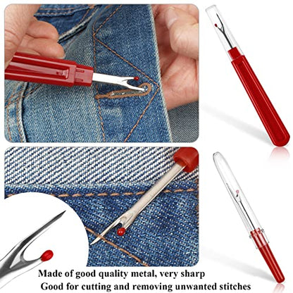 5 Pcs Set of Seam Ripper Kit, Stitch Ripper with Thread Cutter, Tape Measure, Scisson (Red) - DunbiBeauty, LLC