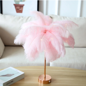 Remote Control Feather Table Lamp USB/AA Battery Power Zendrop