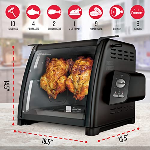 Ronco ST5500SBLK Series Rotisserie Oven, Countertop Rotisserie Oven, 3 Cooking Functions: Rotisserie, Sear and No Heat Rotation, 15-Pound Capacity, Black Spreadr