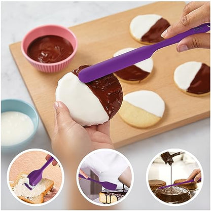 HOTEC High Heat Resistant Food Grade Silicone Rubber Spatula Set for Baking, Cooking, and Mixing Non Stick Dishwasher Safe BPA-Free Purple Set of 5