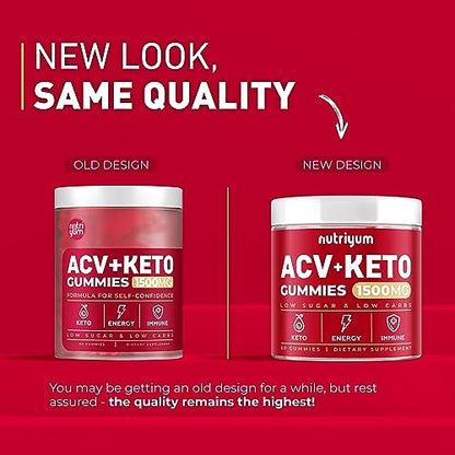 Keto ACV Gummies 1500 mg - ACV Keto Gummies Vegan Advanced ACV Keto Gummies - Low Carbs ACV Gummies, Gelatin-Free ACV Gummies - 60 pcs