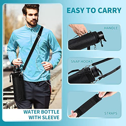 HQAYW Insulated Water Bottles 40oz, Leak-Proof Sports Water Bottle with Straws, Stainless Steel Water Bottle, Wide-Mouth BPA Free Travel Thermo Keep Cold 48 Hours Hot 24 Hours for Work, Mid-Night