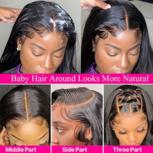 daparo 28inch Straight Lace Front Wigs Human Hair Pre Plucked 180% Density Glueless 13x4 HD Lace Frontal Wigs Human Hair Natural Hairline Brazilian Virgin Human Hair Wigs for Black Women