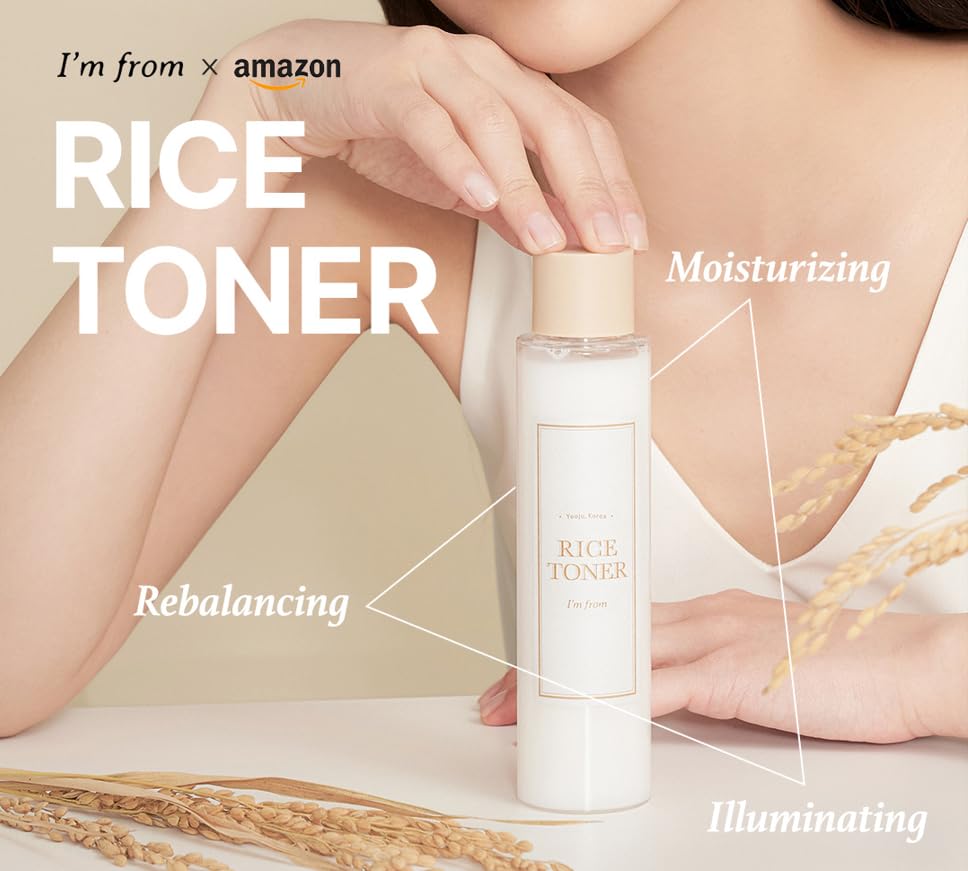 I'm From Rice Toner, 77.78% Rice Extract from Korea, Glow Essence with Niacinamide, Hydrating for Dry Skin, Vegan, Alcohol Free, Fragrance Free, Peta Approved, K Beauty Toner, 5.07 Fl Oz, Valentine