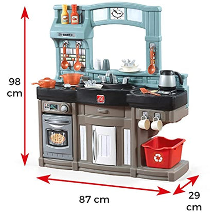 ⚠️🚨🔊 Step2 Best Chefs Kitchen Playset | Kids Play Kitchen with 25-Pc Toy Accessories Set, Real Lights & Sounds, Multicolor , Blue Spreadr