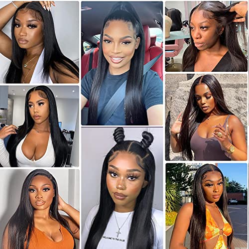 daparo 28inch Straight Lace Front Wigs Human Hair Pre Plucked 180% Density Glueless 13x4 HD Lace Frontal Wigs Human Hair Natural Hairline Brazilian Virgin Human Hair Wigs for Black Women