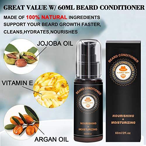 Upgraded Beard Grooming Kit w/Beard Conditioner,Beard Oil,Beard Balm,Beard Brush,Beard Shampoo/Wash,Beard Comb,Beard Scissors,Storage Bag,Beard E-Book,Beard Growth Care Gifts for Men Spreadr