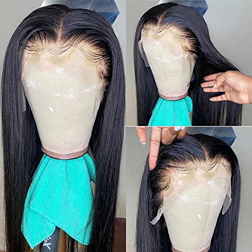 daparo 28inch Straight Lace Front Wigs Human Hair Pre Plucked 180% Density Glueless 13x4 HD Lace Frontal Wigs Human Hair Natural Hairline Brazilian Virgin Human Hair Wigs for Black Women