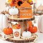 Fall Decor-Fall Decorations for Home-Pumpkin Spice Latte Cups-Artificial Pumpkins-Bead Garland and Wood Sign-Farmhouse Tiered Tray Items for Autumn Thanksgiving Harvest Decoration