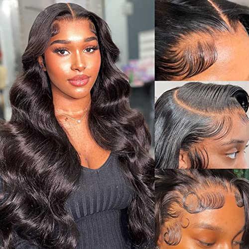 Soul Lady Body Wave Lace Front Wigs Human Hair 13x4 HD Transparent Lace Frontal Wigs for Women Human Hair Lace Front Wigs 150% Density Glueless Wigs Human Hair Pre Plucked with Baby Hair Natural Color (28inch, 13×4 Body Wave Wigs)