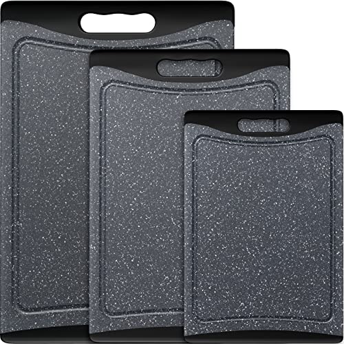 Extra Large Cutting Boards, Plastic Cutting Boards for Kitchen (Set of 3), Dark Grey