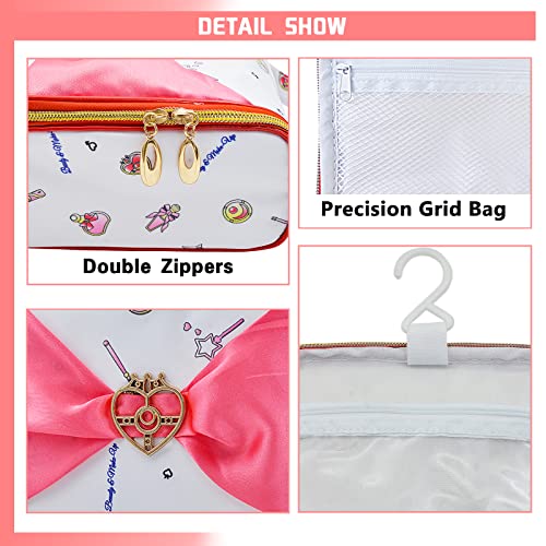 Sailor Moon Toiletry Bag Pink with Hanging Hook, Cute Anime Makeup Cosmetic Bag Portable Travel Organizer for Shampoo, Toothbrush, Toiletries, Gifts for Girls Women Spreadr