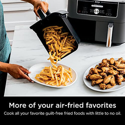 Ninja DZ401 Foodi 10 Quart 6-in-1 DualZone XL 2-Basket Air Fryer with 2 Independent Frying Baskets, Match Cook & Smart Finish to Roast, Broil, Dehydrate for Quick, Easy Family-Sized Meals, Grey