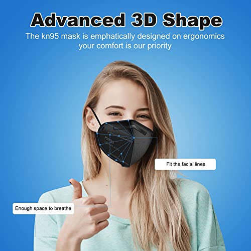 YOTU KN95 Face Masks 60 Pcs,5 Layers Cup Dust Mask,Filter Efficiency 95%, Suitable for Home Work Restaurants