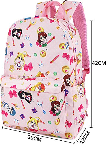 Roffatide Anime Sailor Moon Backpack Tsukino Usagi Luna Artemis All Over Print Girls School Bag Chibi Moon Laptop Backpack Spreadr