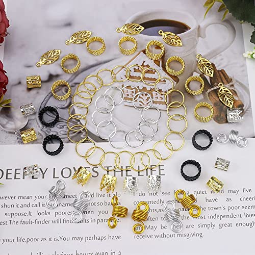 Nafaboig 200PCS Beads for Hair Braids, Hair Jewelry for Women Braids, Metal Gold Braids Rings Cuffs Clips for Dreadlock Accessories Hair Decorations Spreadr