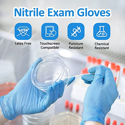 SwiftGrip (Medium) Disposable Nitrile Exam Gloves, 3-mil, Blue, Nitrile Gloves Disposable Latex Free, Medical Gloves, Cleaning Gloves, Food-Safe Rubber Gloves, Powder Free, Non-Sterile, 100-ct Box (Medium)