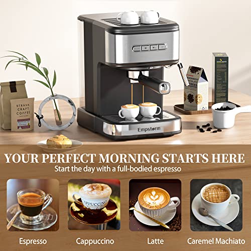 Empstorm Espresso Machine 20 Bar,Espresso Coffee Maker with Milk Frother Steam Wand,Semi-Automatic Espresso Machine with 1.5L/50oz Removable Water Tank for Latte,Cappuccino