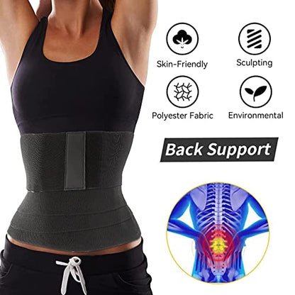 Waist Trainer for Women Lower Belly Fat, Invisible Waist Wrap for Stomach, Non-Slip Waist Trainer for Women Plus Size, Adjustable and Comfortable Waist Trimmer for Women Black Spreadr