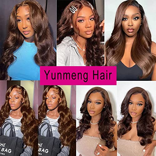 Yunmeng Chocolate Brown Lace Front Wigs Human Hair 13x4 Auburn Brown wig Human Hair Brown Body Wave Lace Front Wigs Human Hair HD Glueless Wigs Human Hair Pre Plucked for Black Women 180% Density