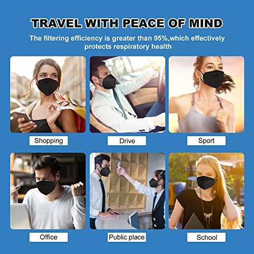 YOTU KN95 Face Masks 60 Pcs,5 Layers Cup Dust Mask,Filter Efficiency 95%, Suitable for Home Work Restaurants