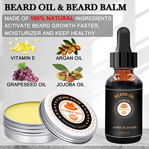 Upgraded Beard Grooming Kit w/Beard Conditioner,Beard Oil,Beard Balm,Beard Brush,Beard Shampoo/Wash,Beard Comb,Beard Scissors,Storage Bag,Beard E-Book,Beard Growth Care Gifts for Men Spreadr