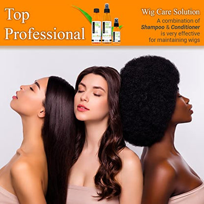 Awesome Human Hair Wig Shampoo and Leave in Conditioner Spray, pH5, Premium Set of 2, Wig Care Solution, Add Body & Volume, Promote Silkiness & Shine, Detangle Wig & Easy Combing, 7 fl oz