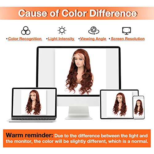 Reddish Brown 13x4 Lace Front Wigs Human Hair 28Inch Body Wave Transparent Lace Frontal Wigs Human Hair 180 Density Auburn Brown Lace Front Human Hair Wigs for Black Women