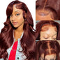 Reddish Brown 13x4 Lace Front Wigs Human Hair 28Inch Body Wave Transparent Lace Frontal Wigs Human Hair 180 Density Auburn Brown Lace Front Human Hair Wigs for Black Women