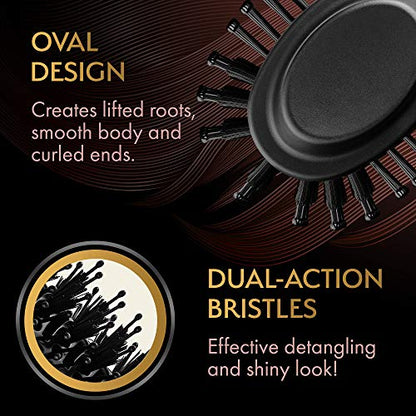 Professional Blowout Hair Dryer Brush, Black Gold Dryer and Volumizer, Hot Air Brush for Women, 75MM Oval Shape Spreadr