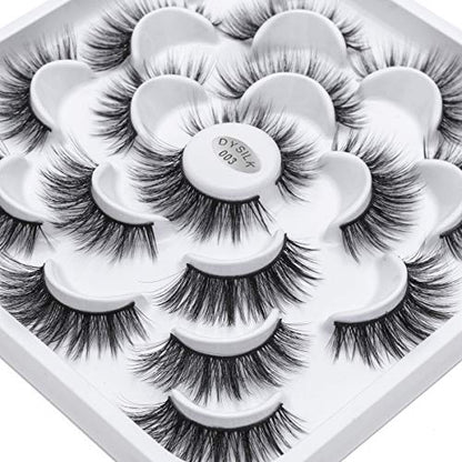 DYSILK Lashes Natural Look -10 Pairs 6D Faux Lashes Pack - Self Adhesive Eyelashes Fake Lashes Reusable False Eyelashes Wispy Fluffy |03-15mm