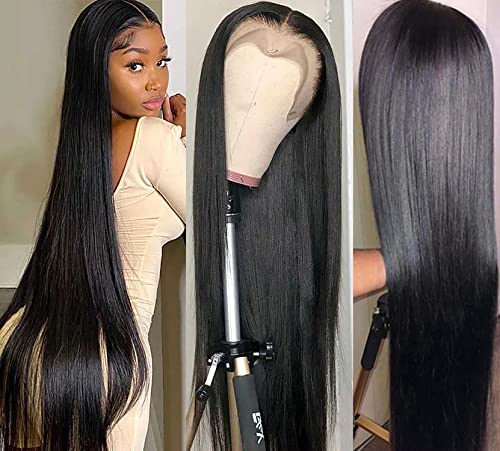 daparo 28inch Straight Lace Front Wigs Human Hair Pre Plucked 180% Density Glueless 13x4 HD Lace Frontal Wigs Human Hair Natural Hairline Brazilian Virgin Human Hair Wigs for Black Women