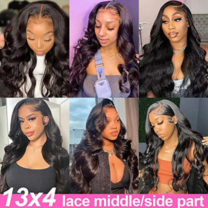 Soul Lady Body Wave Lace Front Wigs Human Hair 13x4 HD Transparent Lace Frontal Wigs for Women Human Hair Lace Front Wigs 150% Density Glueless Wigs Human Hair Pre Plucked with Baby Hair Natural Color (28inch, 13×4 Body Wave Wigs)