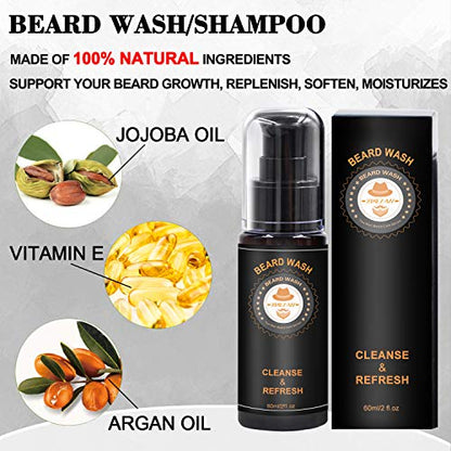 Upgraded Beard Grooming Kit w/Beard Conditioner,Beard Oil,Beard Balm,Beard Brush,Beard Shampoo/Wash,Beard Comb,Beard Scissors,Storage Bag,Beard E-Book,Beard Growth Care Gifts for Men Spreadr