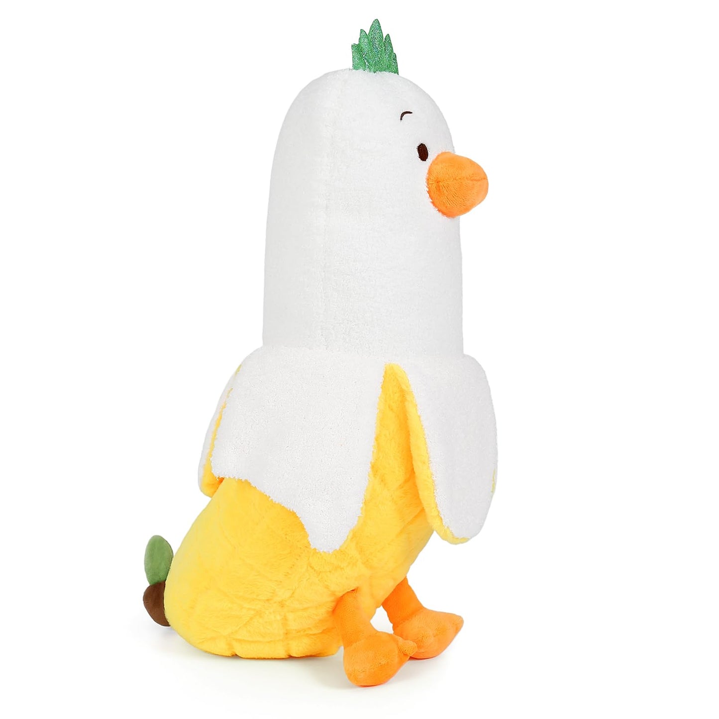 PEACH CAT Banana Duck Plush Toy Cute Plushie Hugging Plush Pillow Duck Stuffed Animal for Girls and Boys White 12"