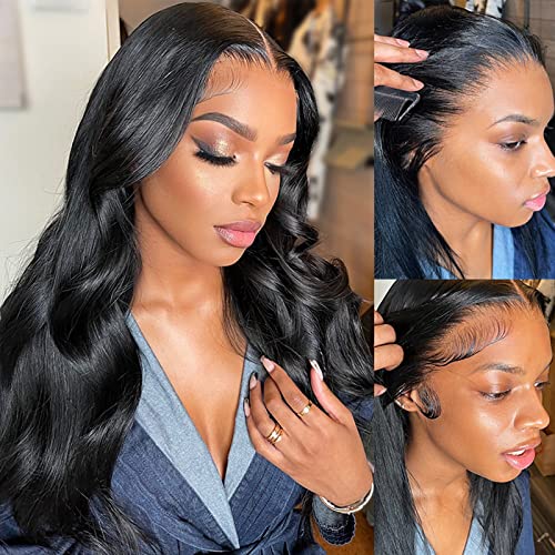 Soul Lady Body Wave Lace Front Wigs Human Hair 13x4 HD Transparent Lace Frontal Wigs for Women Human Hair Lace Front Wigs 150% Density Glueless Wigs Human Hair Pre Plucked with Baby Hair Natural Color (28inch, 13×4 Body Wave Wigs)