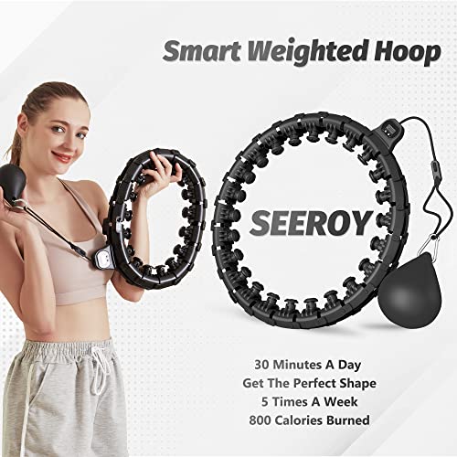 SEEROY Smart Weighted Fit Hoop for Adults Weight Loss,2 in 1 Adomen Fitness Hoop,24 Detachable Knots & Size Adjustable, With Timer & Counters.Great for Adults and Beginners Spreadr