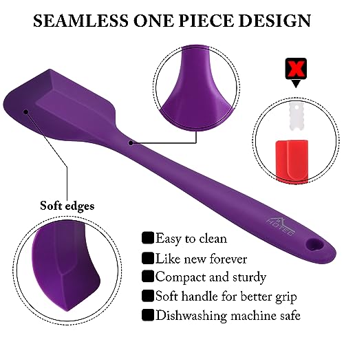 HOTEC High Heat Resistant Food Grade Silicone Rubber Spatula Set for Baking, Cooking, and Mixing Non Stick Dishwasher Safe BPA-Free Purple Set of 5