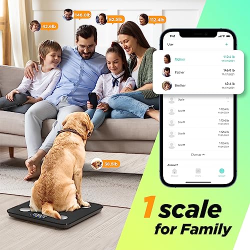 RUNSTAR Scale for Body Weight and Fat Percentage, Ultra-Precision Digital Accurate Bathroom Smart Scale with Large Display,13 Body Composition Analyzer Sync App Weight Scale BMI Health Monitor