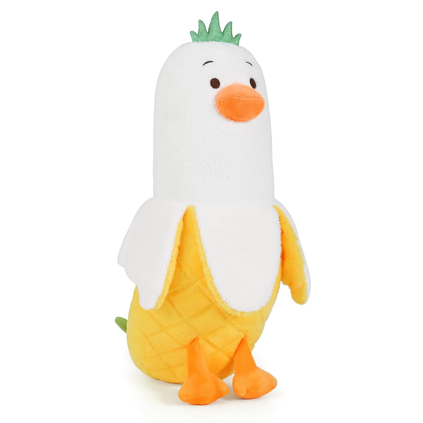 PEACH CAT Banana Duck Plush Toy Cute Plushie Hugging Plush Pillow Duck Stuffed Animal for Girls and Boys White 12"