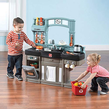 ⚠️🚨🔊 Step2 Best Chefs Kitchen Playset | Kids Play Kitchen with 25-Pc Toy Accessories Set, Real Lights & Sounds, Multicolor , Blue Spreadr