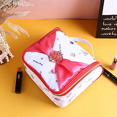 Sailor Moon Toiletry Bag Pink with Hanging Hook, Cute Anime Makeup Cosmetic Bag Portable Travel Organizer for Shampoo, Toothbrush, Toiletries, Gifts for Girls Women Spreadr