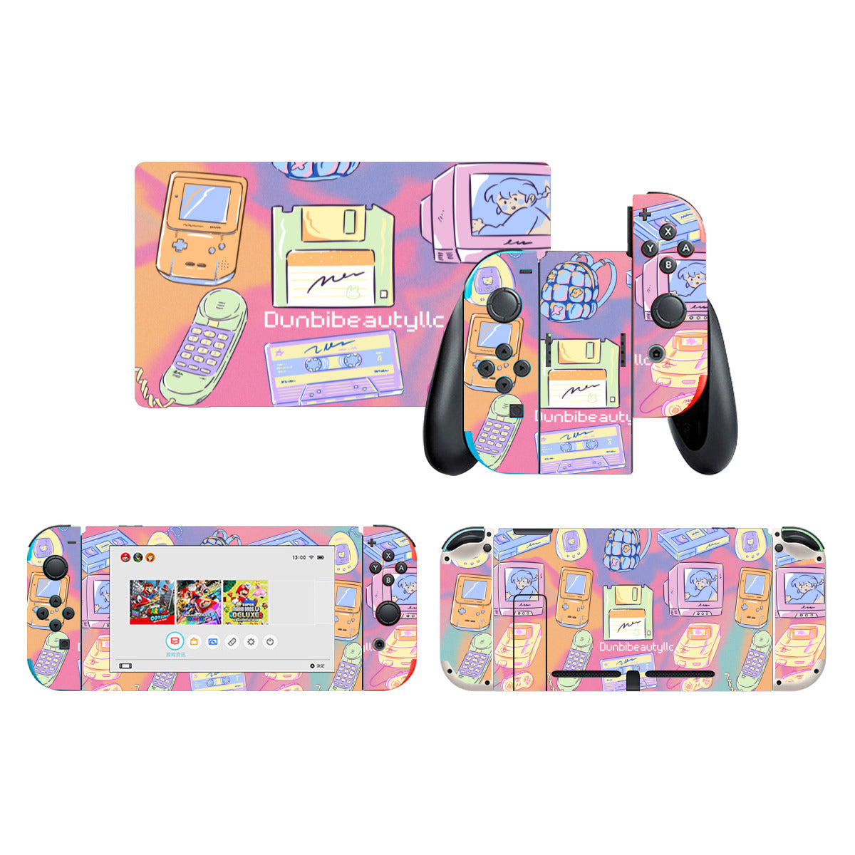 Nintendo Switch Game Console Stickers ｜PVC - Kawaii, Retro, Anime, 90's Themed, Sherbet Colors, Pastel (Designed by Dunbi)