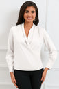 V-Neck Buttoned Long Sleeve Blouse