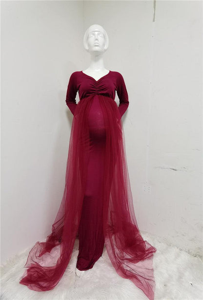 Pink Maternity Dresses Photography Props Shoulderless Pregnancy Long Dress For Pregnant Women Maxi Gown Baby Showers Photo Shoot Larnt