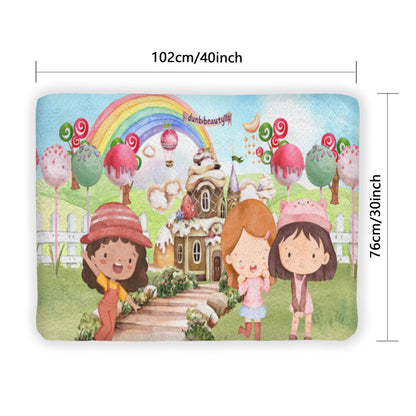 Single-Sided Printed Children's Blanket | 280GSM Polyester - Watercolor, Candy, Pastel, Lollypops, Chocolate, Treats, Dessert, Girls, Friends, Rainbow, Candy Shop, Hot Air Balloon, Cake Pops, Chocolate Clouds (Designed by Dunbi)