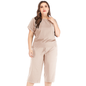 Plus Size Round Neck T-Shirt & Drawstring Wide-Leg Capris Set Kiwidrop