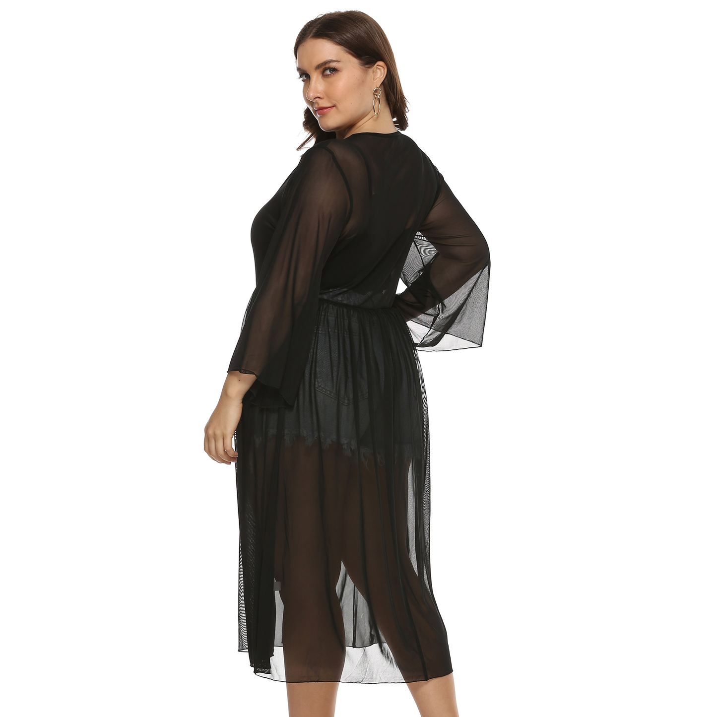 Plus Size Sexy Sheer Asymmetrical Women's Dress Kiwidrop